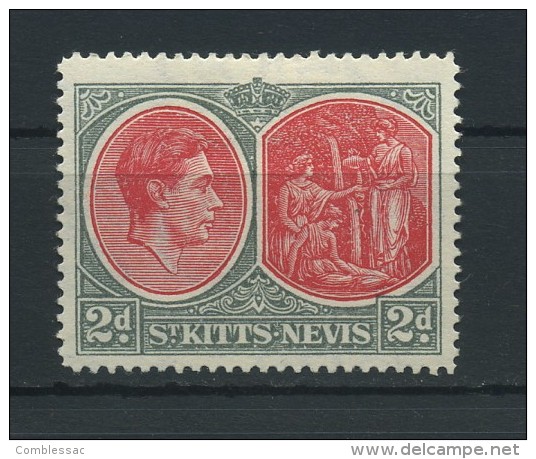 SAINT  KITTS NEVIS   1938     2d  Scarlet  And  Deep  Grey     MH - St.Kitts And Nevis ( 1983-...)