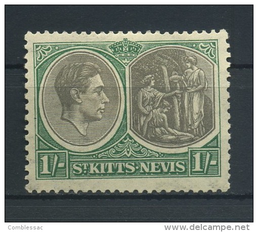 SAINT  KITTS NEVIS   1938     1/-  Black  And  Green     MH - St.Kitts And Nevis ( 1983-...)