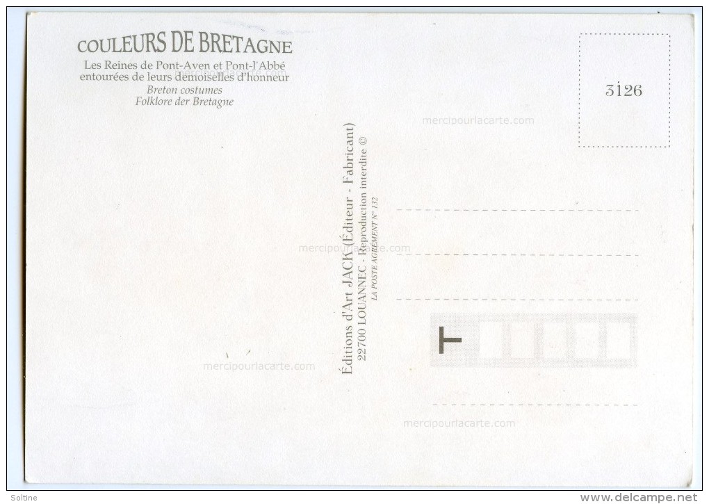 Les Reines De Pont-Aven Et Pont-l'Abbé Entourées De Leurs Demoiselles D'honneur - Non écrite - 2 Scans - Pont Aven