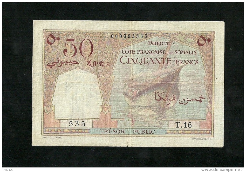 Djibouti,French Somaliland, 50 Francs 1952 P-25 VF+ SCARCE - Djibouti
