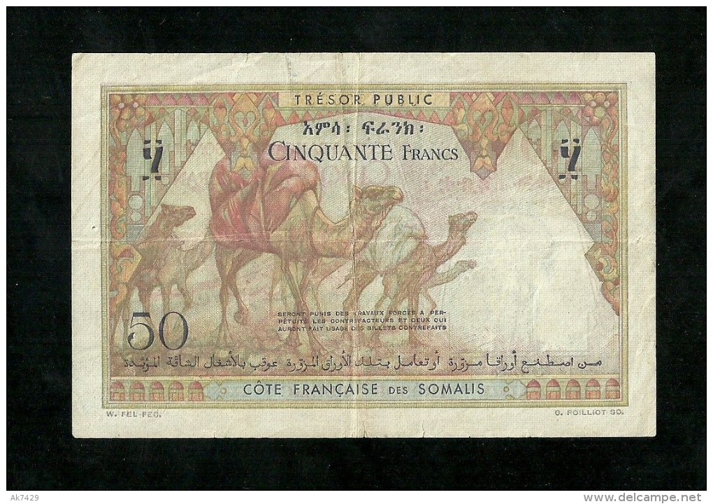 Djibouti,French Somaliland, 50 Francs 1952 P-25 VF+ SCARCE - Dschibuti