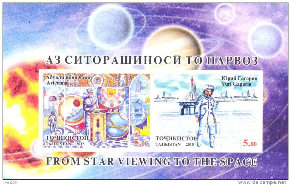 2015. Tajikistan, Space, From Star Viewing To The Space, S/s IMPERFORATED, Mint/** - Tadzjikistan