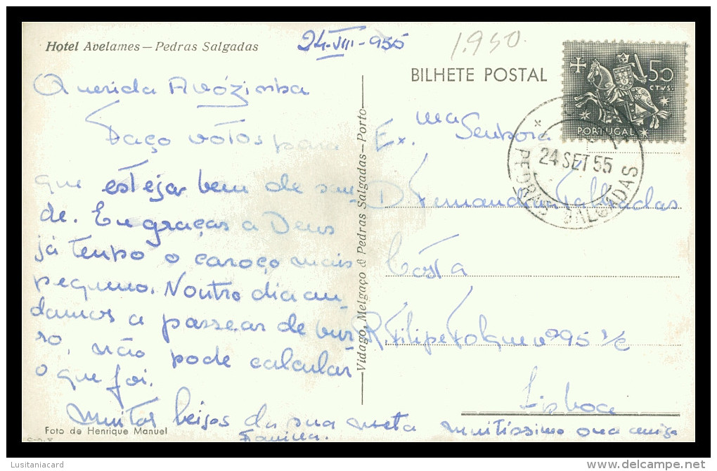 PEDRAS SALGADAS - HOTEIS E RESTAURANTES -Hotel  De Avelames   ( Ed. V.M. & P. S.  )  Carte Postale - Vila Real