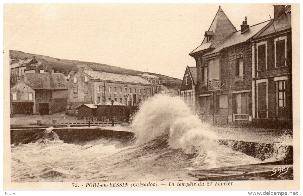 PORT EN BESSIN  -La Tempéte Du 21 Février - Port-en-Bessin-Huppain