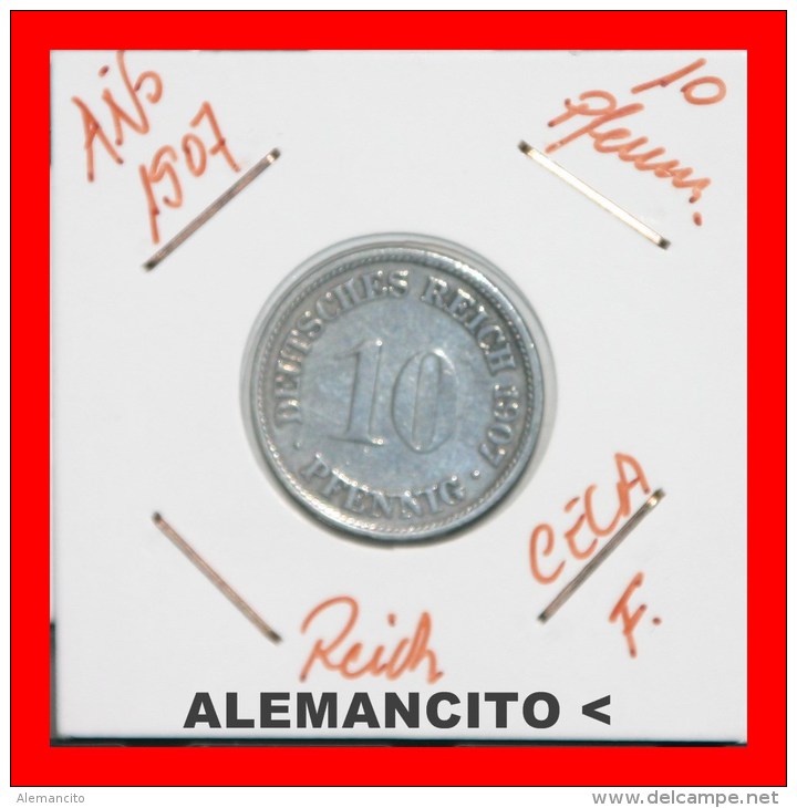 ALEMANIA  -  IMPERIO  -  DEUTSCHES REICH - AÑO 1907-F - 10 Pfennig