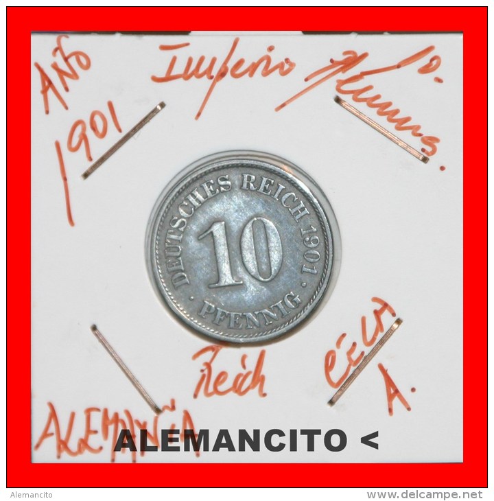 ALEMANIA  -  IMPERIO  -  DEUTSCHES REICH - AÑO 1901-A - 10 Pfennig