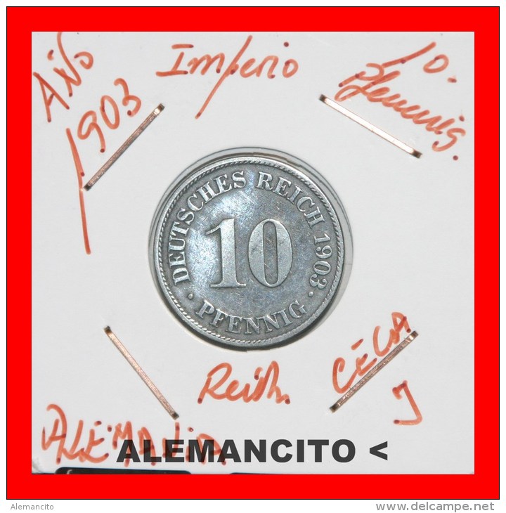 ALEMANIA  -  IMPERIO  -  DEUTSCHES REICH - AÑO 1903-J - 10 Pfennig