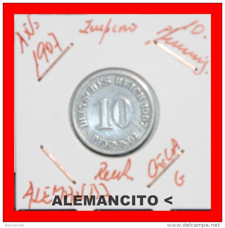 ALEMANIA  -  IMPERIO  -  DEUTSCHES REICH - AÑO 1907-G - 10 Pfennig