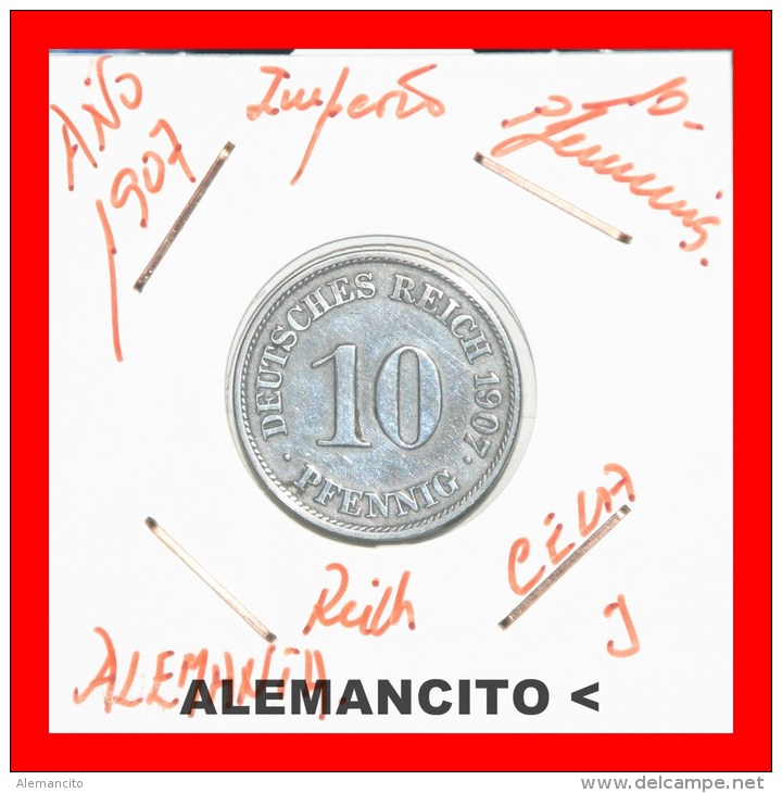 ALEMANIA  -  IMPERIO  -  DEUTSCHES REICH - AÑO 1907-J - 10 Pfennig