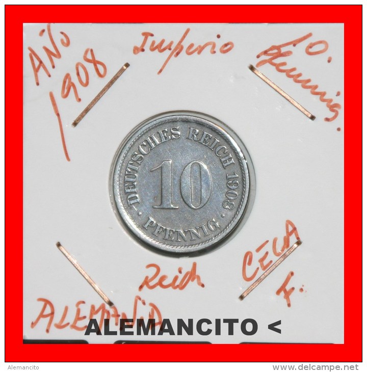 ALEMANIA  -  IMPERIO  -  DEUTSCHES REICH - AÑO 1908-F - 10 Pfennig