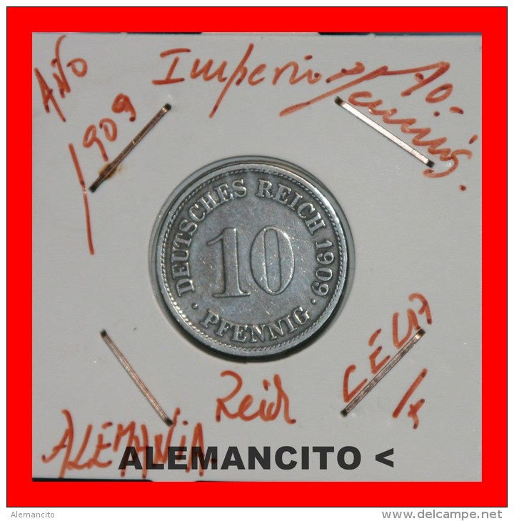 ALEMANIA  -  IMPERIO  -  DEUTSCHES REICH - AÑO 1909-F - 10 Pfennig