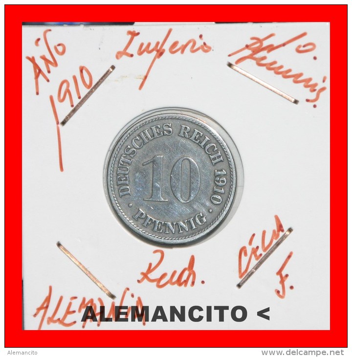ALEMANIA  -  IMPERIO  -  DEUTSCHES REICH - AÑO 1910-F - 10 Pfennig