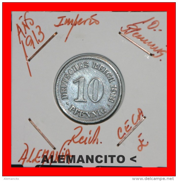 ALEMANIA  -  IMPERIO  -  DEUTSCHES REICH - AÑO 1913-E - 10 Pfennig