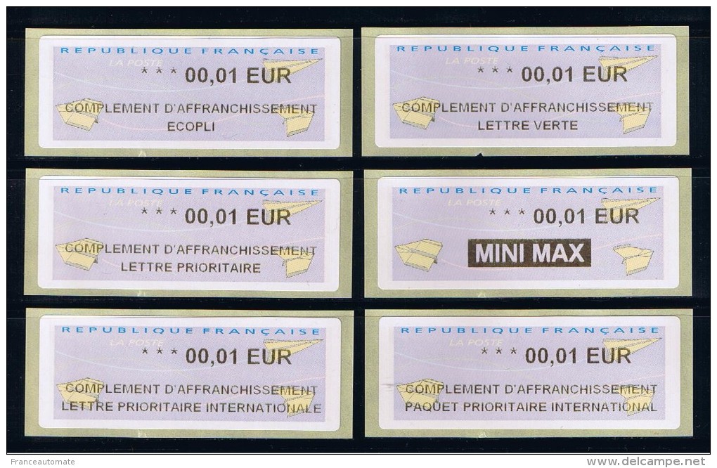 ATM-00.01 X 6 COMPLEMENTS Avec 6 Mentions Différentes -WINCOR NIXDORF, N°55 PETITS COINS ARRONDIS, Du Catalogue Michel - 2000 Type « Avions En Papier »