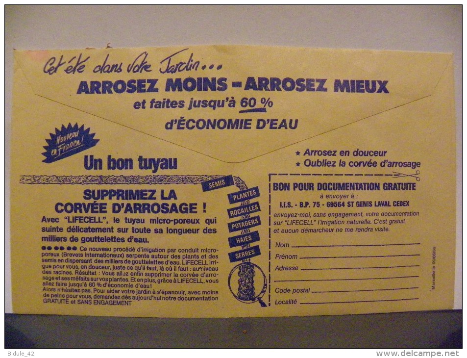 Enveloppe CCP Recto Carte Bleue Verso Arrosage Bon Tuyau - Autres & Non Classés