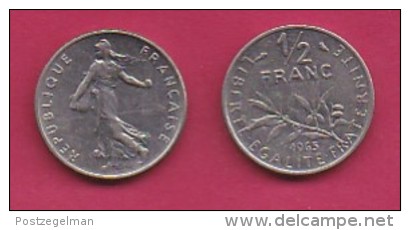 FRANCE, 1965, 1 Circulated Coin Of 1/2 Franc, Nickel , KM 931.1, C3017 - Andere & Zonder Classificatie