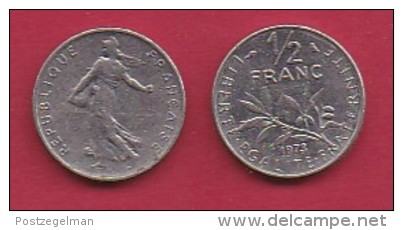 FRANCE, 1973, 1 Circulated Coin Of 1/2 Franc, Nickel , KM 931.1, C3022 - Andere & Zonder Classificatie