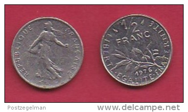 FRANCE, 1976, 1 Circulated Coin Of 1/2 Franc, Nickel , KM 931.1, C3024 - Other & Unclassified