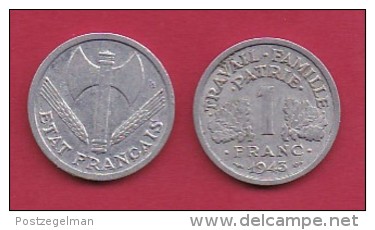 FRANCE, 1943, 1 Circulated Coin Of 1 Franc, Aluminium , KM 902.1, C3034 - Andere & Zonder Classificatie