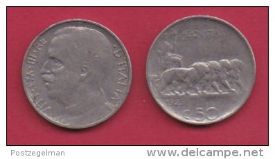 ITALY, 1925, 1 Circulated Coin Of  50 Centesimi, Reeded Edge, Nickel, KM 61.2, C3044 - 1900-1946 : Victor Emmanuel III & Umberto II