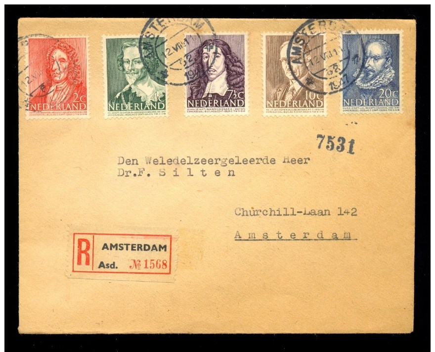 NETHERLANDS REGISTERED COVER 1947 1st DAY CANCEL CHARITY STAMPS ZOMERZEGELS - Brieven En Documenten