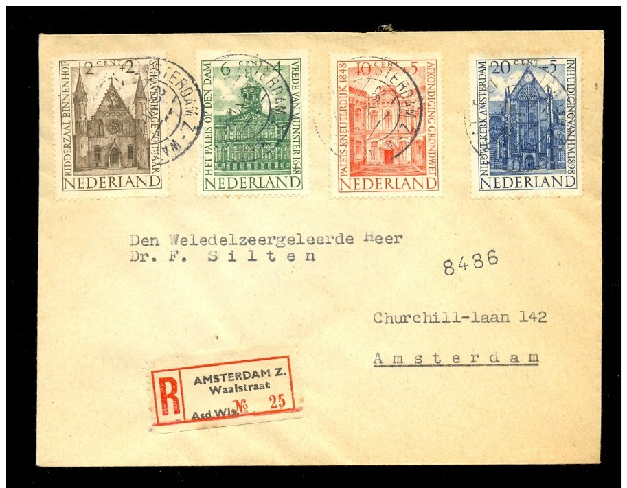 NETHERLANDS REGISTERED COVER 1948 1st DAY CANCEL CHARITY STAMPS ZOMERZEGELS - Brieven En Documenten