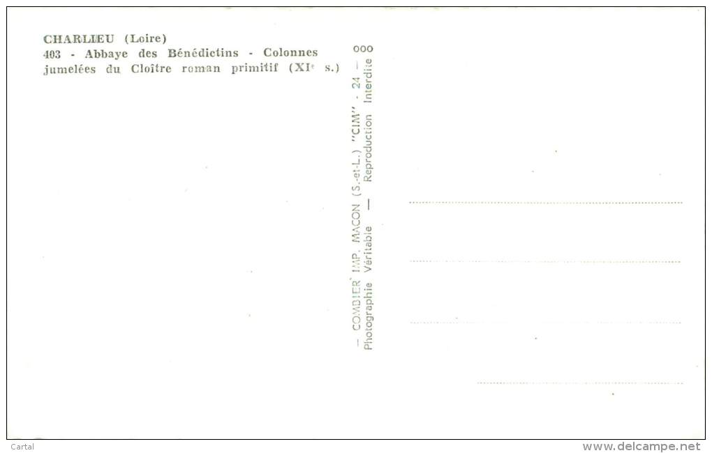 42 - CHARLIEU - Abbaye Des Bénédictins - Colonnes Jumelées Du Cloître Roman Primitif - Charlieu
