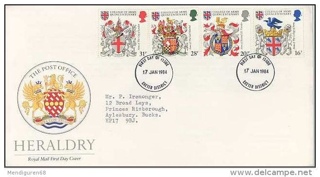 GB 1984 HERALDRY FDC SG 1236-39 MI 975-78 SC 1040-43 IV 1113-16 - Covers & Documents