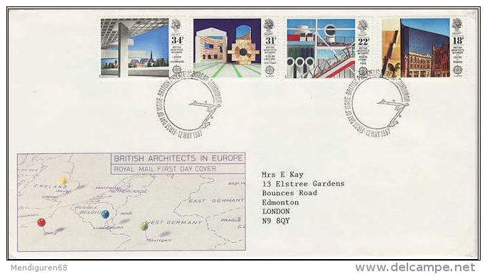 GB 1987 ARCHITECTURE FDC SG 1355-58 MI 1105-08 SC 1176-79 IV 1266-1269 - Covers & Documents