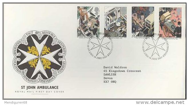 GB 1987 ST. JOHN AMBULANCE FDC SG 1359-62 MI 1109-12 SC 1180-83 IV 1270-1273 - Covers & Documents