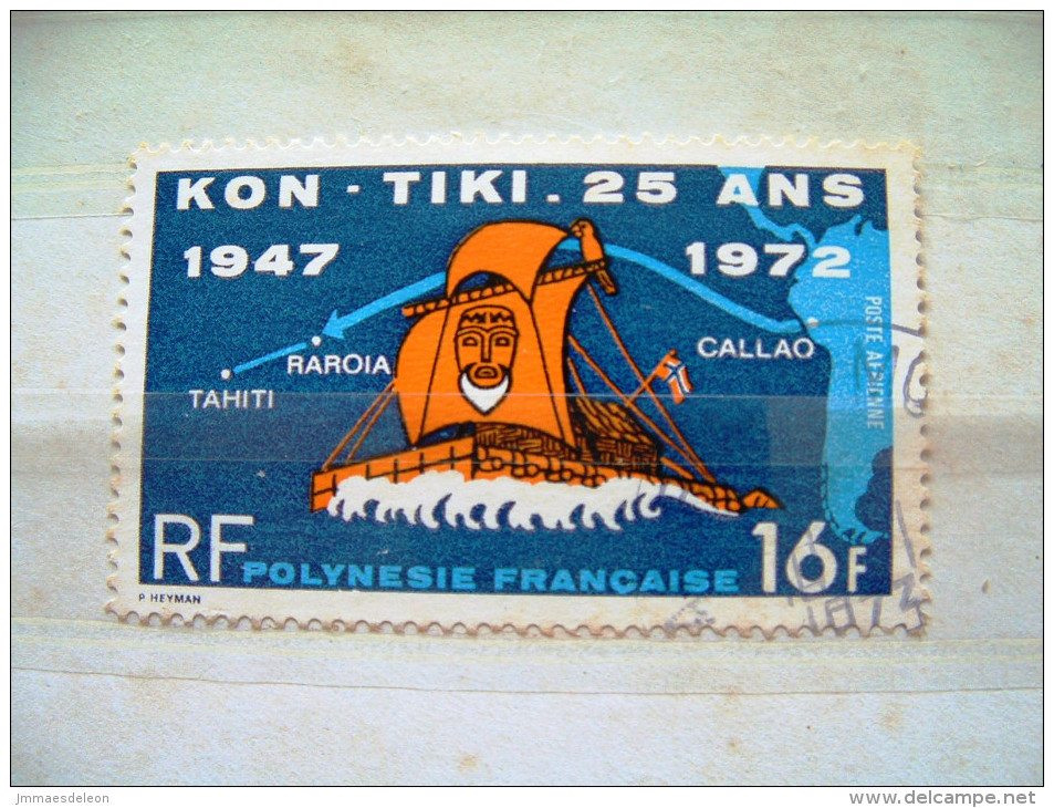 French Polynesia 1972 Kon Tiki Boat -#C.87 = 5 $ - Oblitérés