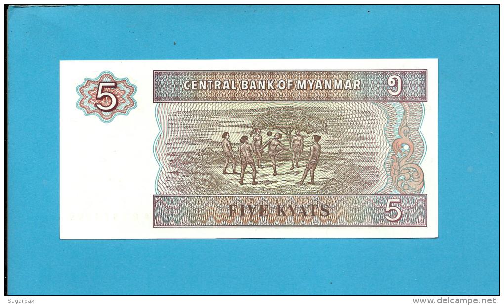 MYANMAR ( Old BURMA )- 5 KYATS -  ND (1997 ) - P 70.b - UNC. - Serie AJ - 2 Scans - Myanmar