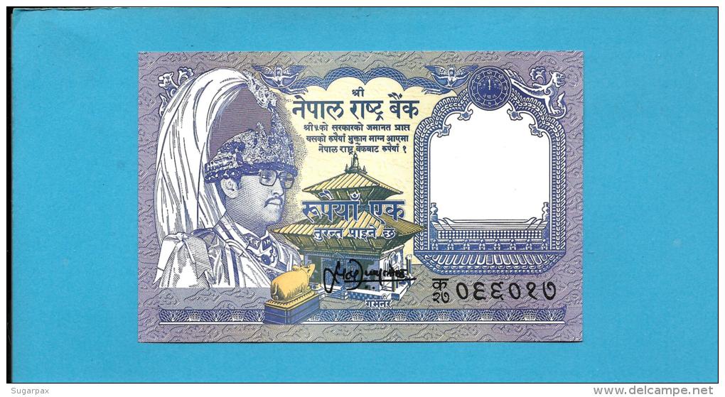 NEPAL - 1  Rupee - ND ( 1991 -  ) - P 37 - Sign. 13 - UNC. - King Birendra Bir Bikram - 2 Scans - Nepal