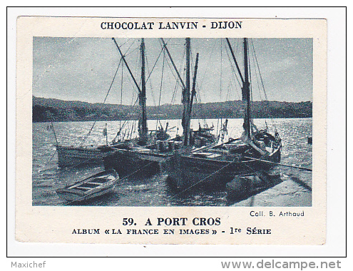 Image Chocolat Lanvin 5.4 X 7.4 - 1er Série, N°59 - A Port Cros - Verso "Crokenler En Voyage" - Collections