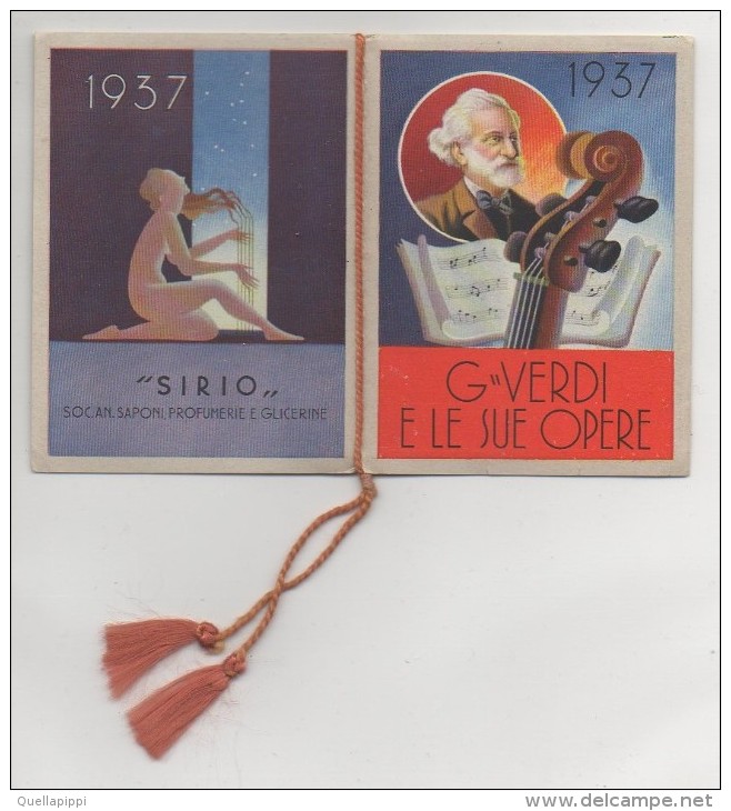 02712 "CALENDARIETTO - G. VERDI E LE SUE OPERE" PUBBL. SIRIO SOC. AN. SAPONI, PROFUMERIE E GLICERINE - Petit Format : 1921-40