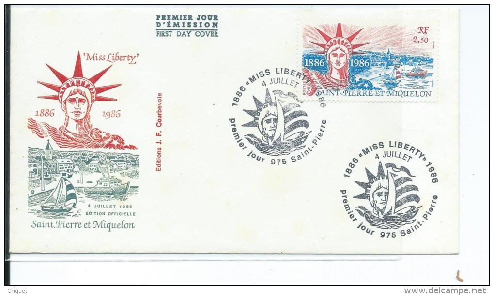 St Pierre Et Miquelon, Enveloppe 1er Jour, Miss Liberty - Storia Postale