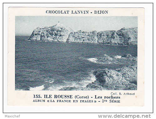 Image Chocolat Lanvin 5.4 X 7.4 - 1er Série, N°155 - Calvi (Corse), Le Rempart - Verso "Crokenler En Voyage" - Collections