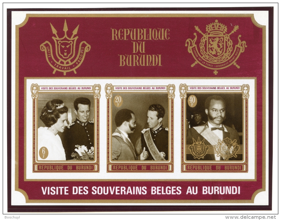 Burundi, 1970, Belgian Royal Visit, MNH Imperforated Souvenir Sheet, Michel Block 45B - Autres & Non Classés