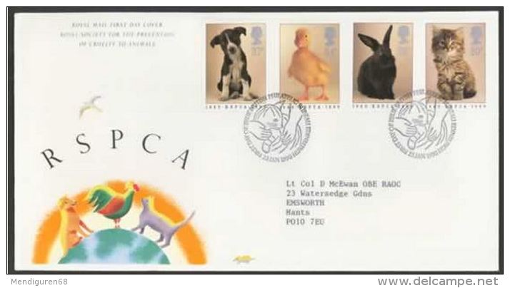 GB 1990 R.S.P.C.A FDC SG 1479-82 MI 1245-48 SC 100-03 IV 1439-42 - Covers & Documents