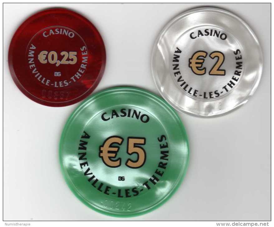 Lot De 3 Jetons De Casino Amneville-les-Thermes €0,25 €2 €5 - Casino