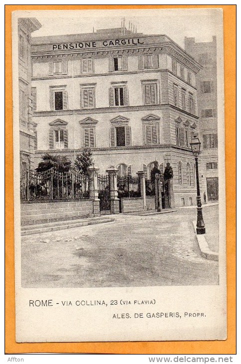 Pensione Cargill Via Collina 23 Via Flavia Roma Rome 1905 Postcard - Bars, Hotels & Restaurants