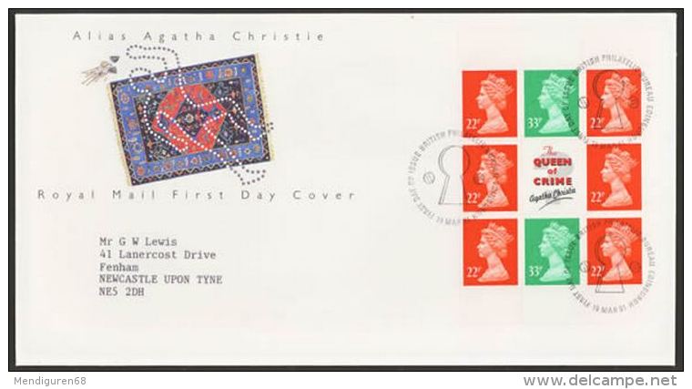 GROSSBRITANNIEN GRANDE BRETAGNE GB 1991 FROM AGATA CHRISTIE BOOKLET PANE FDC - 2011-2020 Decimale Uitgaven