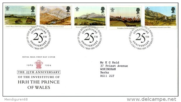 GB 1994 H.R.H. PAINTINGS FDC SG 1810-14 MI 1503-07 SC 1548-52 IV 1748-1752 - Covers & Documents