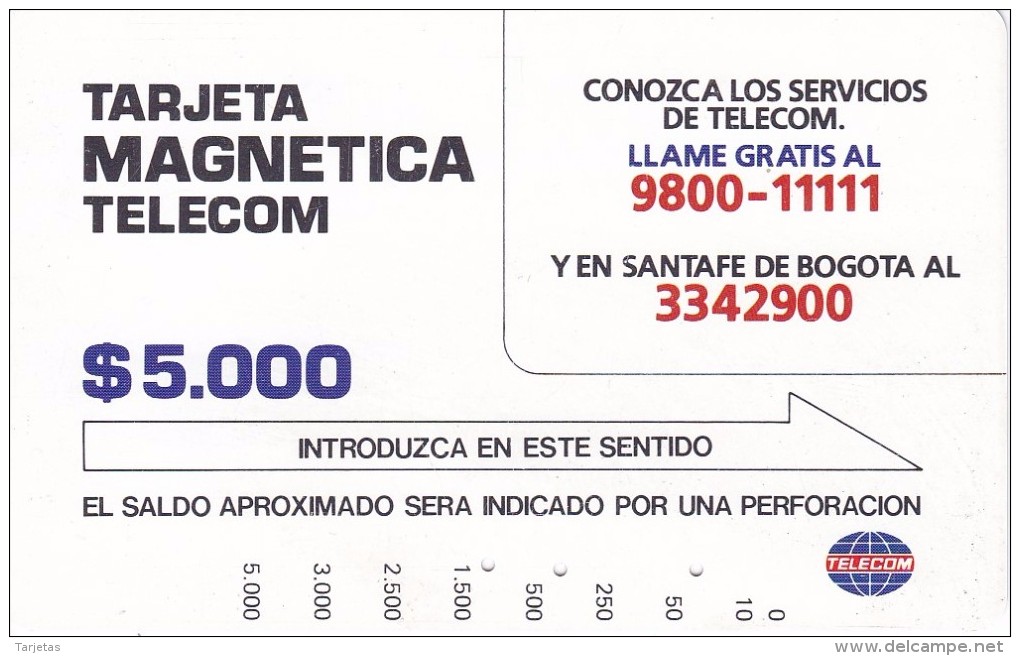 TARJETA DE COLOMBIA DE TELECOM DE $5000 CONOZCA LOS SERIVICIOS DE TELECOM - Colombia