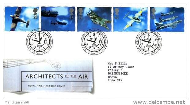 GB 1997 ARCHITECTS OF THE AIR FDC SG 1984-88 MI 1696-700 SC 1758-62 IV 1967-1971 - Lettres & Documents