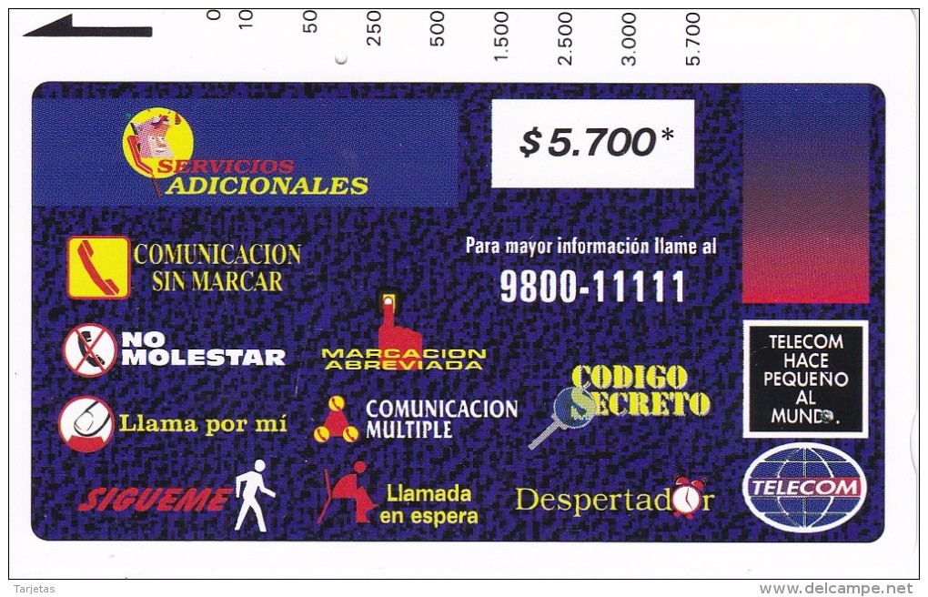 TARJETA DE COLOMBIA DE TELECOM DE $5700 SERVICIOS ADICIONALES - Colombia