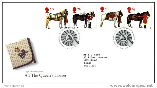 GB 1997 HORSES FDC SG 1989-92 MI 1701-04 SC 1763-66 IV 1972-1975 - Covers & Documents
