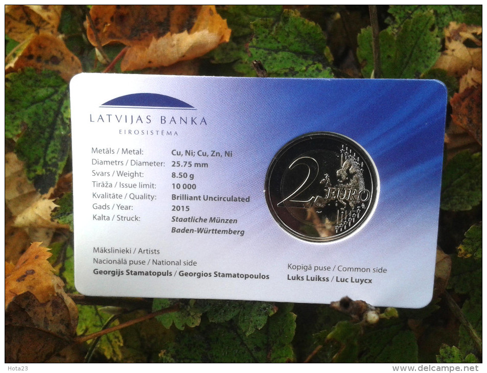 Coincard  Latvia - Lettonia - 2 - Euro- Coincard -2015-year-30- Years - Of - EU - Flag - BU - Lettland
