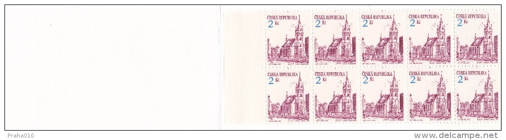 Czech Rep. / Stamps Booklet (1993) 0013 ZS 3 City Usti Nad Labem (church) Post Horn; Postcodes (J3712) - Unused Stamps