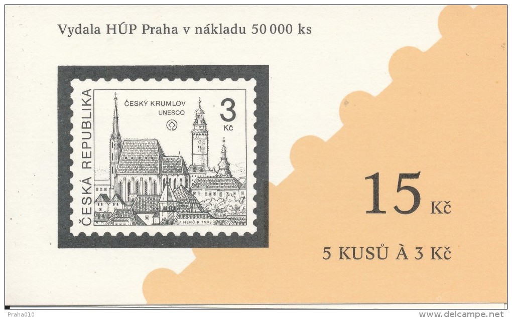 Czech Rep. / Stamps Booklet (1993) 0014 ZS 2 City Cesky Krumlov (church; Castle; UNESCO; Filatelie TROJAN) (J3688) - Unused Stamps